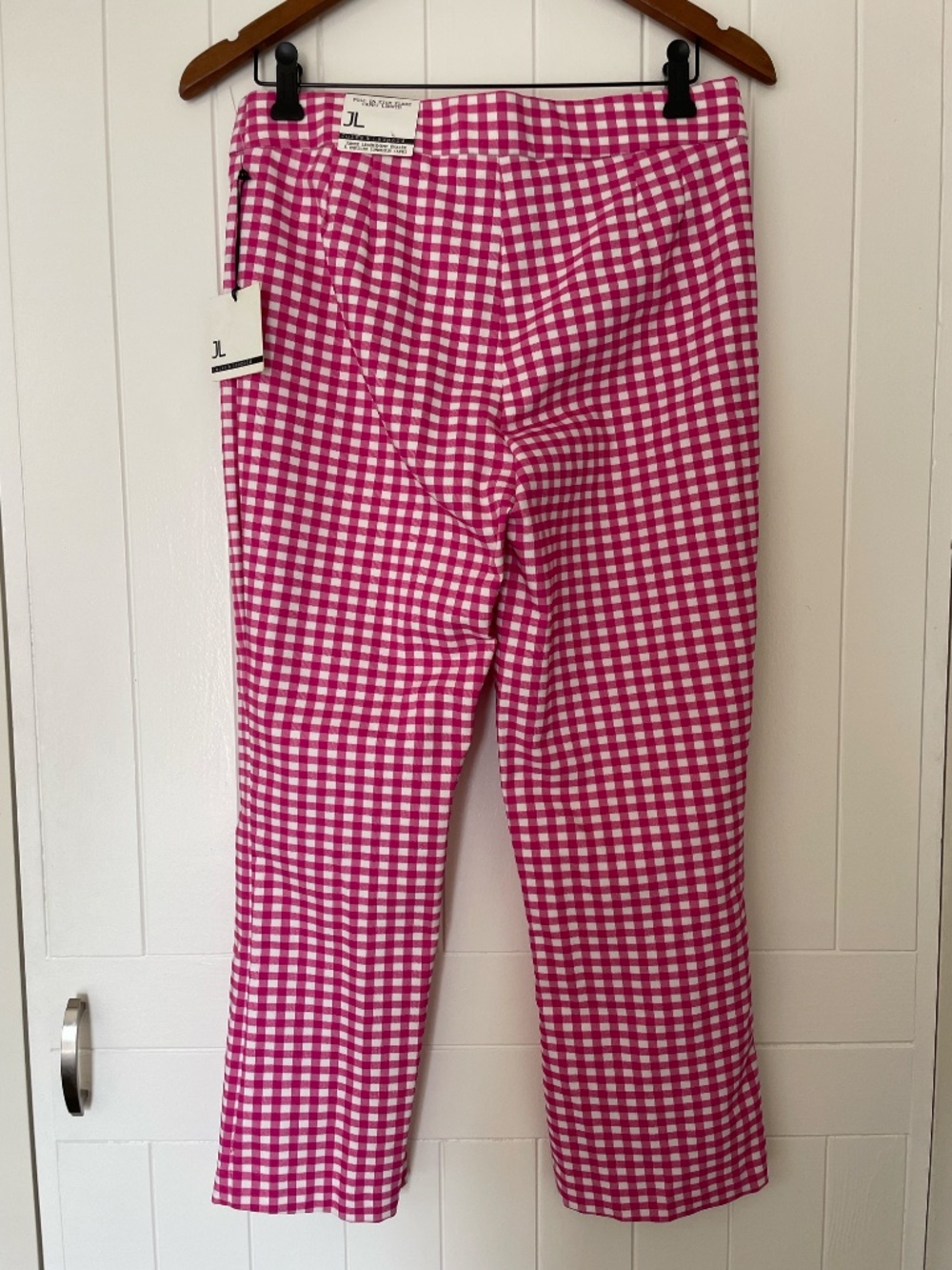 Jules & Leopold pink gingham capri stretch pants - sz S/M - Picture 2 of 8
